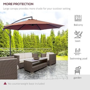 10' Cantilever Hanging Tilt Offset Patio Umbrella with UV & Water Fighting Material and a Sturdy Stand, Brown - 1 of 4