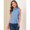 Allegra K Women's Casual Sleeveless Button Down Peter Pan Collar Chambray Shirt - image 4 of 4