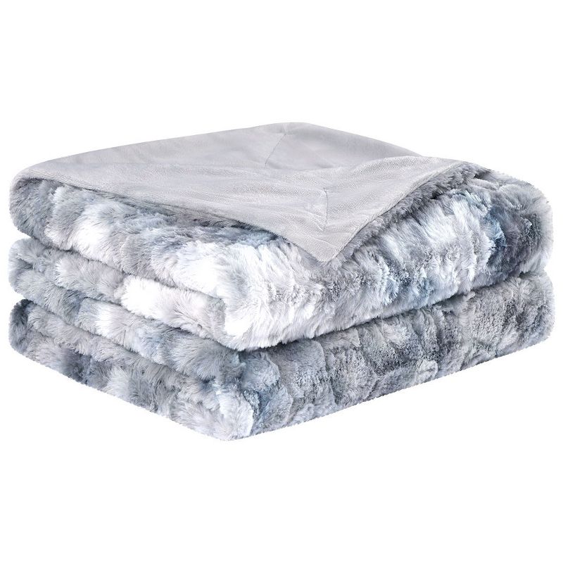 PiccoCasa Faux Fur Tie-dye Shaggy Sofa Couch Bed Lightweight Fleece Blankets, 1 of 6