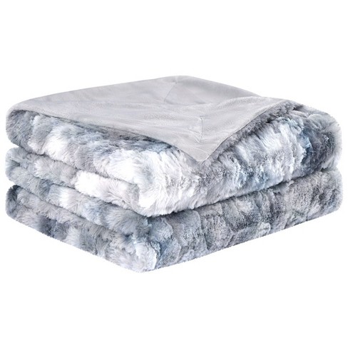 Piccocasa Faux Fur Tie-dye Luxury Shaggy Sofa Couch Bed Fleece Blankets  Gray 50x60 : Target