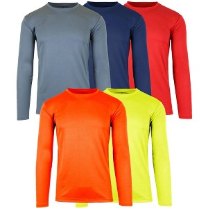 Galaxy By Harvic Men's Long Sleeve Moisture-Wicking Quick Dry Performance Crew Neck Tee- 5 Pack - 1 of 2