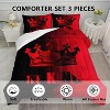 Acoinel 3 Pcs Gradient Crown Truck Lightwight Ultra Soft Comforter Set with 2 Pillowcases, QUEEN, Red - 3 of 4