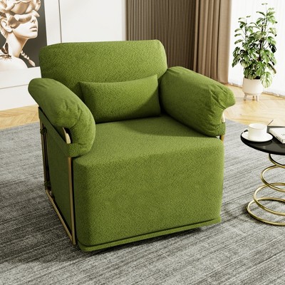 Lyngins Modern Upholstered Single Sofa Swivel Chair with Gold Metal Legs,Square Accent Armchair for Bedroom,Office