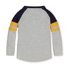 Hope & Henry Boys' Colorblock Raglan Henley (Gray Heather with Navy and Gold, 12-18 Months) - 4 of 4