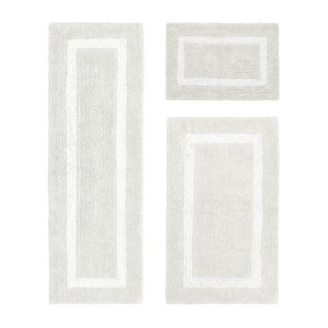 Hotel Bath Rug 100% Premium Cotton Tufted Weave Two Tone Reversible 3 Piece Bathroom Rug Set, Super Soft & Water Absorbent, Machine Washable Bathmat - 1 of 4