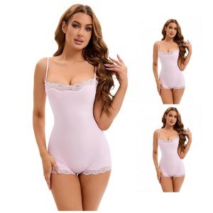 INSPIRE CHIC 3 Pcs Women's Lace Trim Cami Adjustable Straps Tummy Control Butt Lifter Body Shapers - 1 of 4