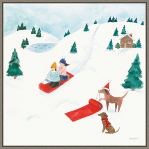 Amanti Art Winter Scene IV Dogs by Jenaya Jackson Canvas Wall Art Print Framed 22-in. x 22-in. - 1 of 4