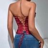 Garvee Strapless Back Lace Up Corset Top Cutout Bustier Summer Striped Preppy Office-Chic Tube Tops Tie Destail Tops - 2 of 4