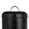 Amici Pet Puppy Paws Black Metal Canister - 140 oz Large, Embossed Pet Food Canister, Pet Storage Containers, Airtight Lid, Dog Treat Jar - 2 of 4