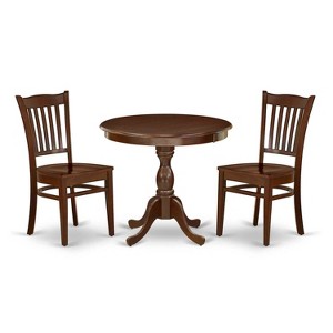 3-Piece Mahogany Finish Solid Wood Top - Dining Room Set - Seats 4 - 1 of 4