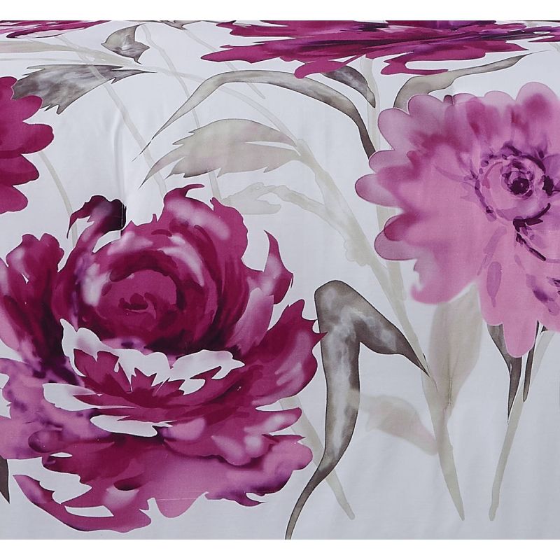 Christian Siriano King 3pc Remy Floral Duvet Cover Set Magenta/White, 3 of 6