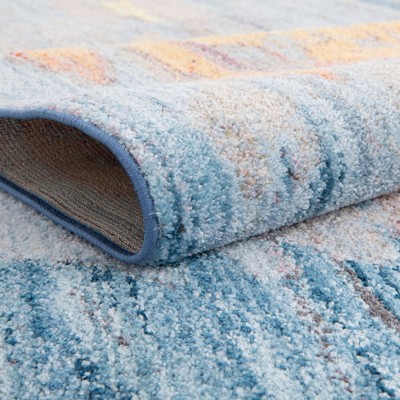 Multi-Color Abstract Easy Care Synthetic Runner Rug