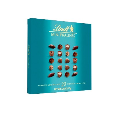 Lindt Mini Pralines Assorted Chocolate Box - 3.4 Oz Gourmet Candy With Premium Fillings