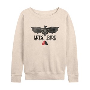 Women's - How to Train Your Dragon - Lets Ride Lightweight French Terry Wide Neck Long Sleeve Shirt - 1 of 4