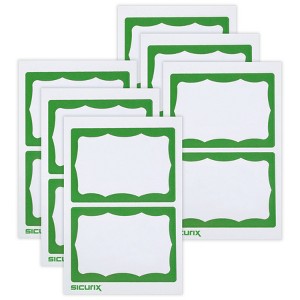 SICURIX Adhesive Badges, Green Border, 100 Per Pack, 6 Packs - 1 of 4