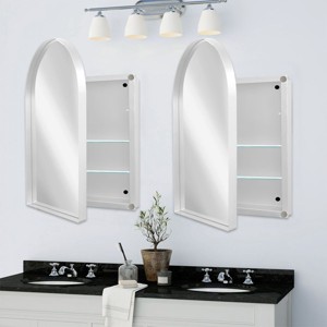 Recessed Bathroom Medicine Cabinet With Mirror,Metal Framed Bathroom Wall Cabinet With Mirror And Adjustable Shelf Set Of 2-The Pop Home - 1 of 4