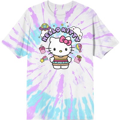 Kawaii Burger Shoppe Hello Kitty Juniors Teal & Lavender Real Wash Graphic Tee