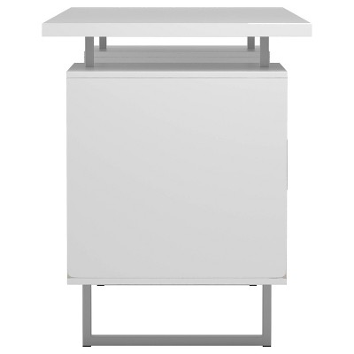 High Gloss White Executive Desk with Filing Cabinet