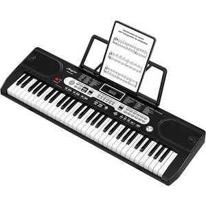 Electronic Keyboards Piano 61 Key, Portable Keyboards Piano with Microphone, Headphone, X-Stand, Stool, Holder, Note Stickers, Holder for Beginners - 1 of 4