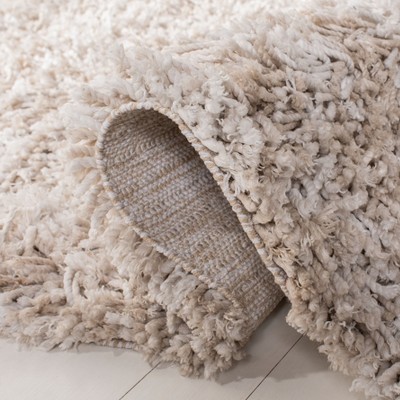 Beige/Ivory 3' x 5' Handmade Reversible Shag Area Rug
