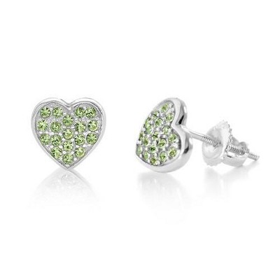 Chanteur Hypoallergenic Kids Jewelry Accessories Heart Multi-color CZ White Gold Palladium Plating Stud Earrings Surgical Titanium Posts