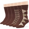 Men's Dress Socks Cotton - 6 pack- Seamless - Argyle, Dot, Striped - Shoe Size 9-12 L - Black, Brown | 7BIGSTARS KINGDOM - 4 of 4