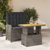 vidaXL Patio Dining Set with Cushions - 2 Piece Outdoor Furniture, Gray PE Rattan Recliner Bench and Lift-Up Table - 2 of 4