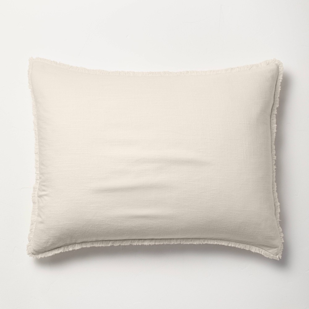 Photos - Pillowcase Standard Heavyweight Linen Blend Comforter Sham Natural - Casaluna™