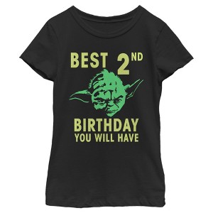 Girl's Star Wars Yoda Best 2nd Birthday You Will Have Stencil T-Shirt - 1 of 3