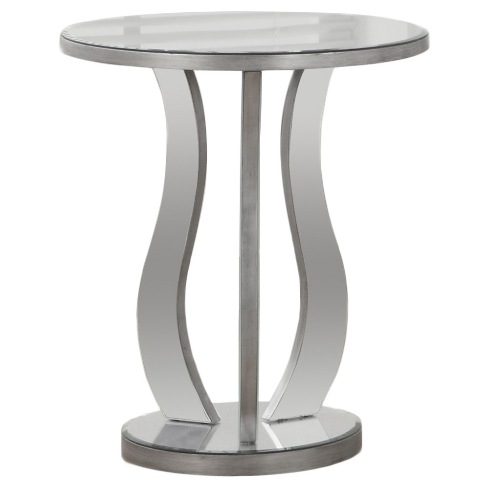 Photos - Coffee Table Round Accent Table with Mirror - Silver - EveryRoom