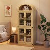 72" Tall Arched Bookshelf Cabinet, Modern Farmhouse Wood Bookcase with 4 Glass Doors & Open Shelf - 4 of 4