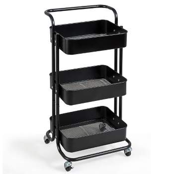 E&D FURNITURE 3 Tier Rolling Storage Cart with Wheels, Utility Art