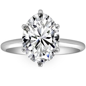 Pompeii3 H/VVS 3.06Ct Certified Solitaire Oval Lab Created Diamond Engagement Ring 14k Gold - Size 7 - 1 of 4