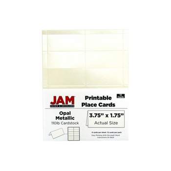 JAM Paper Printable Place Cards 3 3/4 x 1 3/4 Stardream Metallic Opal Placecards 12/Pack (225928572)