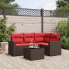 vidaXL 5 Piece Patio Sofa Set with Cushions - Brown and Red With Table - 2 of 4