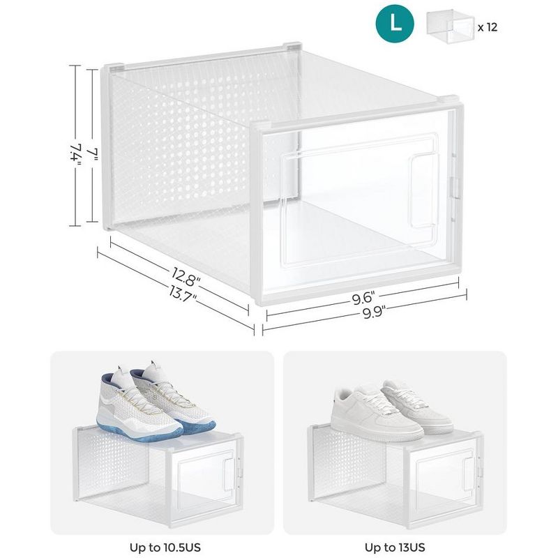 SONGMICS Stackable Clear Plastic Shoe Boxes - Shoe Storage Organizers for Sneakers, Closet Organization, 4 of 6