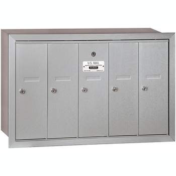 Salsbury Industries 3505ARP Recessed Mounted Vertical Mailbox with Master Commercial Lock, Private Access and 5 Doors, Aluminum