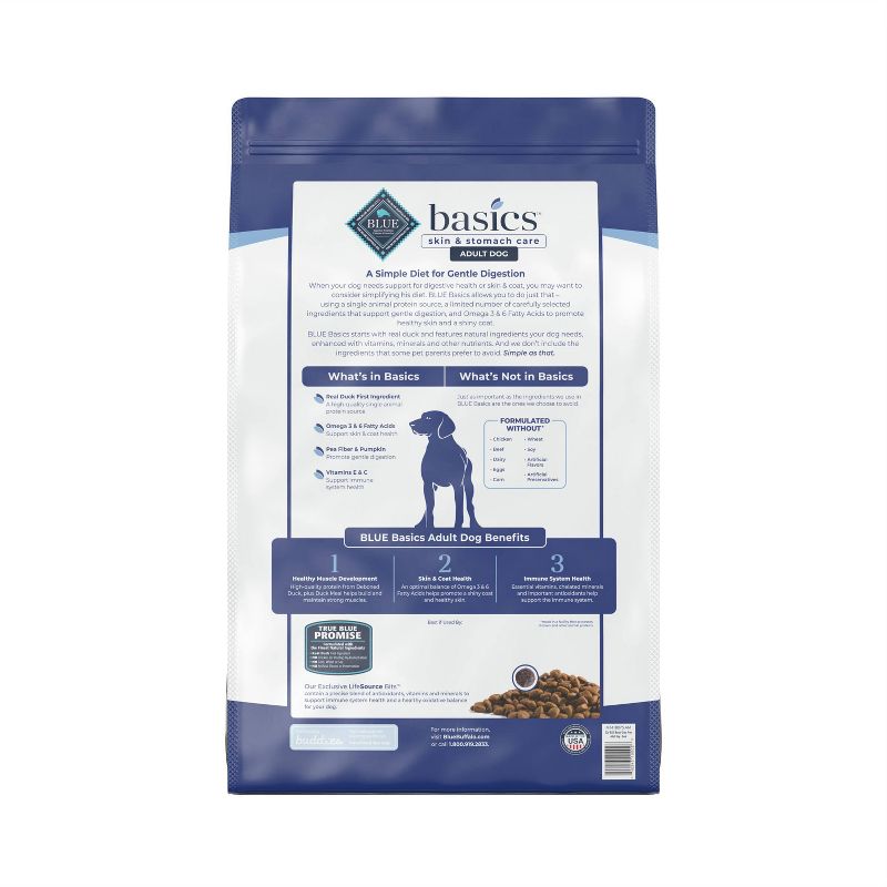 Blue Buffalo Basics Skin &#38; Stomach Care Grain Free Natural Duck &#38; Potato Adult Dry Dog Food - 22lbs, 4 of 13