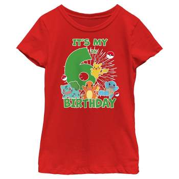 Girl's Pokemon It's My 6th Birthday Starters T-Shirt
