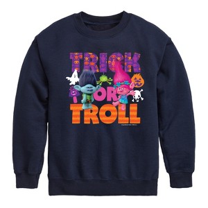 Boys' - Trolls - Trick Or Troll Branch and Poppy Graphic Long Sleeve Fleece Sweatshirt - 1 of 4
