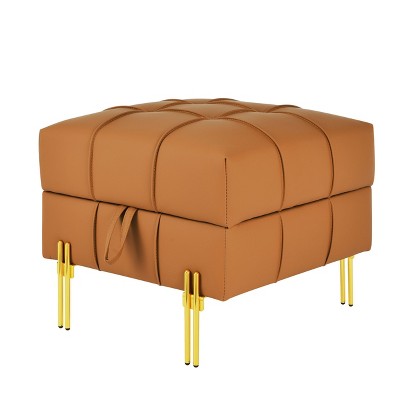 NicBex Storage Ottoman Bench for Bedroom,Leather Storage Bench with Golden Stainless Steel Legs,Ottoman for Living Room,Bedroom,Entryway