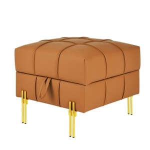NicBex Storage Ottoman Bench for Bedroom,Leather Storage Bench with Golden Stainless Steel Legs,Ottoman for Living Room,Bedroom,Entryway - 1 of 4