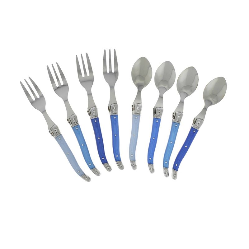 8pc Stainless Steel Laguiole Dessert Flatware Set Blue - French Home, 1 of 4