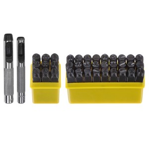 Unique Bargains Punch Press Imprint A-Z/0-8 Metal Stamping Kit with Assist Tool 1 Set Black - 1 of 4