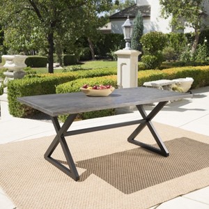 Christopher Knight Home Rolando Outdoor 70.5" Aluminum Dining Table with Sled Cross Base - 1 of 4