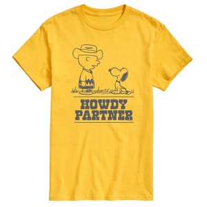 Men's - Peanuts - Charlie Snoopy Howdy Partner Short Sleeve Graphic T-Shirt - 1 of 4