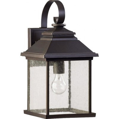 Quorum Lighting Pearson Glass Outdoor Wall Light, 1 Light, Oiled Bronze, 9W x 18H x 10D