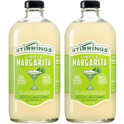 Stirrings Simple Margarita Cocktail Mix 750ml Bottles - Real Juice No Preservatives - 60 Calories - Drink Mixer