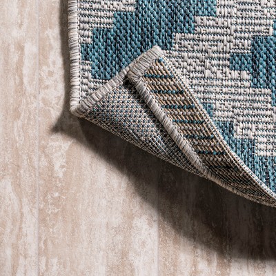 Sintra Diamond Tribal 4'x6' Reversible Indoor/Outdoor Rug Blue/Gray