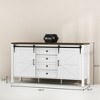 59" Buffet Cabinet, Farmhouse Sideboard with Thick Top, 2 Barn Doors, 4 Drawers and 2 Adjustable Shelves - 3 of 4